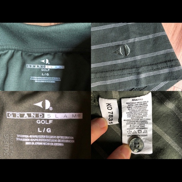 GRAND SLAM Polo Striped Golf Shirt Green Large Men’s - Picture 6 of 14